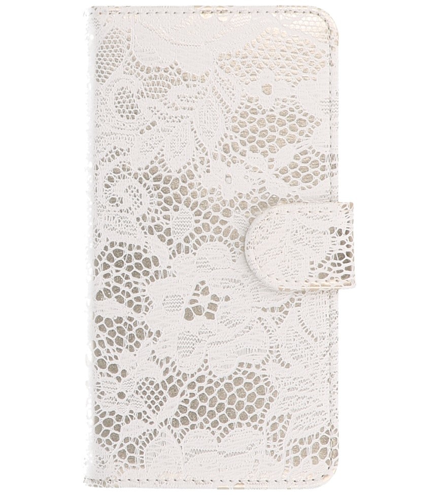 Lace Book Style Taske til Galaxy S4 i9500 Hvid
