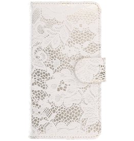 Lace Book Style Taske til Huawei Ascend G610 White