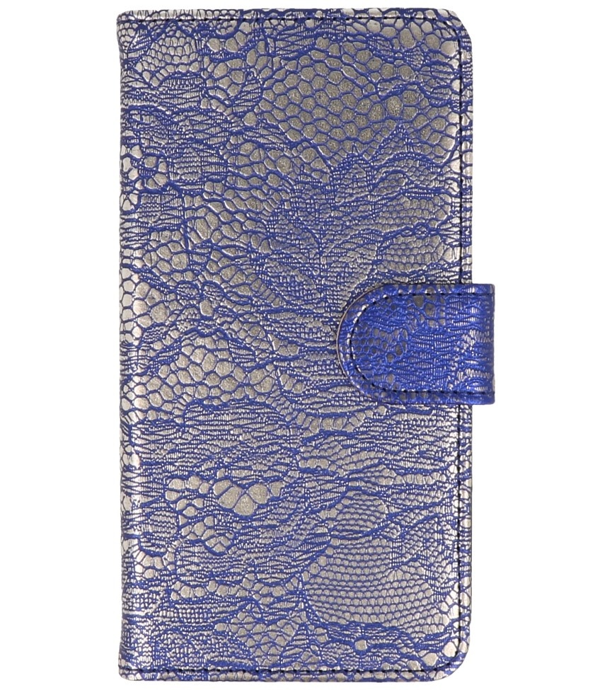 Lace Bookstyle Case for Huawei Ascend G610 Blue