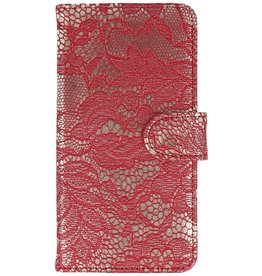Lace Book Style Taske til Huawei Ascend G6 Rød