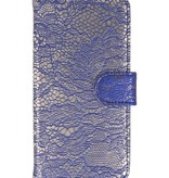 Lace Book Style Taske til Huawei Ascend G630 Blå