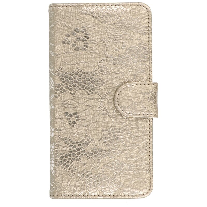 Lace Book Style Taske til Huawei Ascend G630 Guld