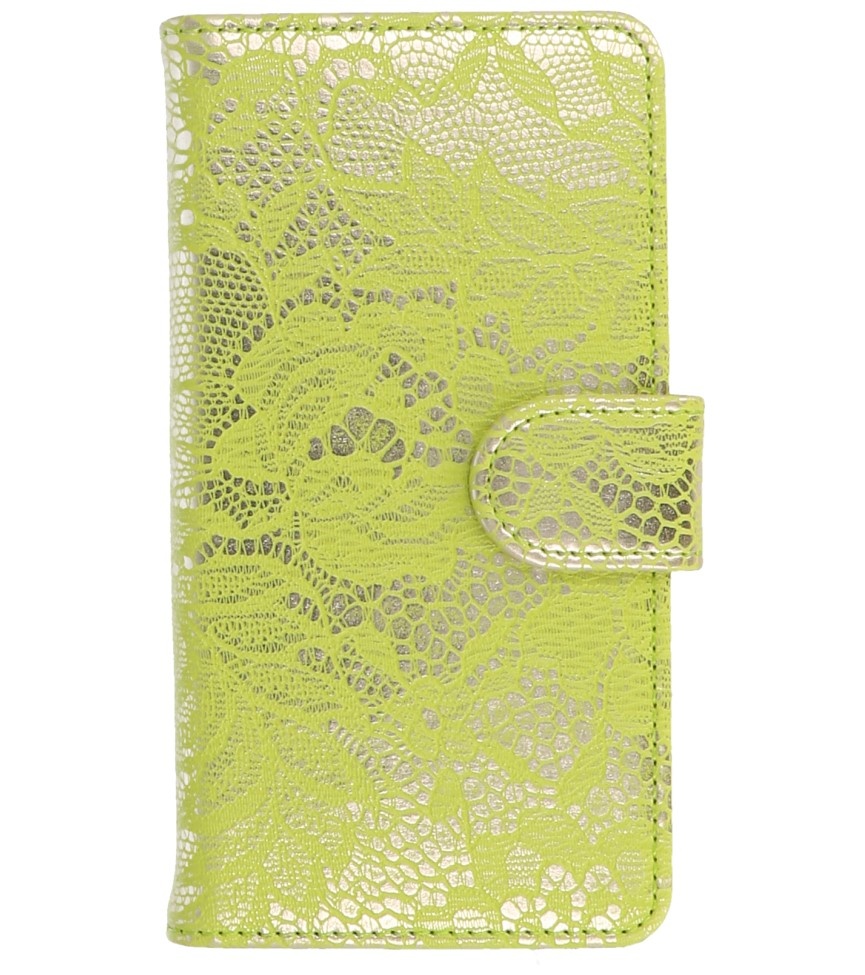 Lace Book Style Taske til Huawei Ascend G630 Green