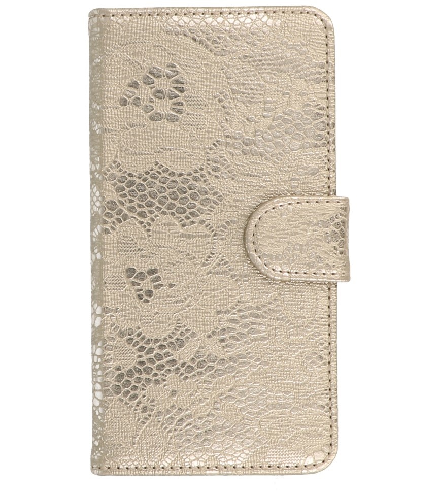 Lace Book Style Taske til Nokia Lumia 530 Guld