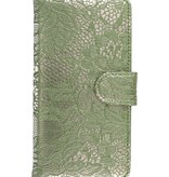 Lace Book Style Taske til Galaxy S3 mini i8190 Mørkegrøn