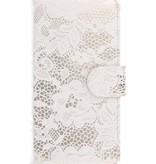 Lace Book Style Taske til Galaxy J1 mini (2016) J105F Hvid