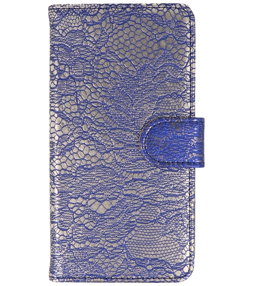 Lace Bookstyle Cover for Moto G4 Play Blue