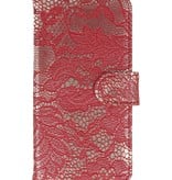 Lace Bookstyle Hoes voor Moto G5 Rood