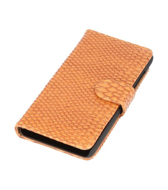 Galaxy S5 Snake Bookstyle Hoes voor Galaxy S5 G900F Bruin