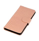 Snake Bookstyle Hoes voor Galaxy S4 i9500 Licht Roze