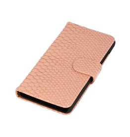 Snake Bookstyle Hoes voor Galaxy S4 mini i9190 Licht Roze