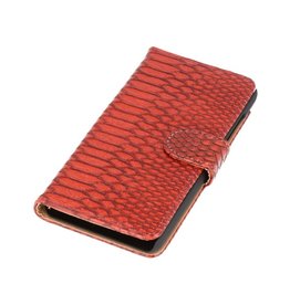 Note 3 Neo Snake Book Style Taske til Galaxy Note 3 Neo N7505 Rød