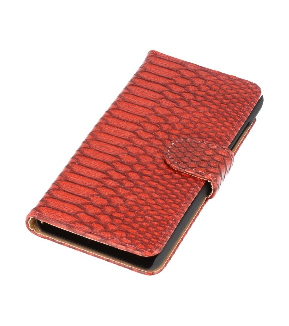 Snake Bookstyle Hoes voor Galaxy Core II G355H Rood