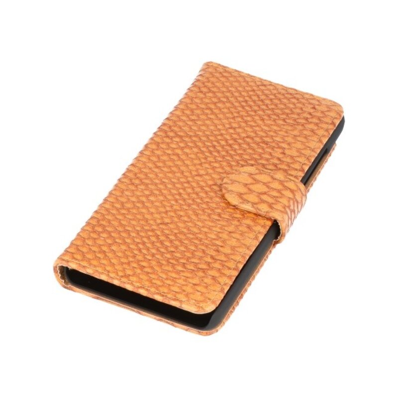 Snake Book Style Taske til Galaxy S5 tiv G870 Brown