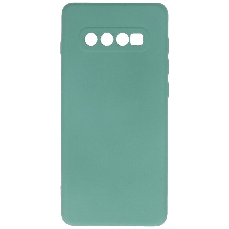 Fashion Color TPU-cover til Samsung Galaxy S10 Plus mørkegrøn