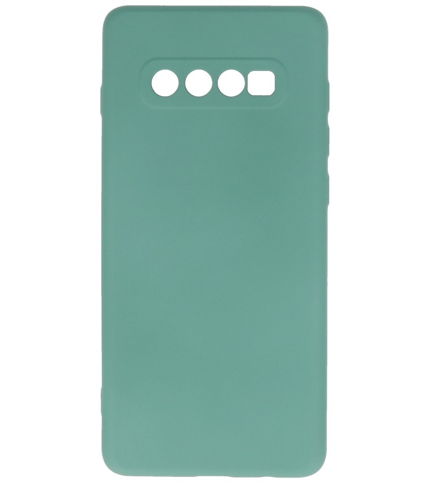 Fashion Color TPU-cover til Samsung Galaxy S10 Plus mørkegrøn