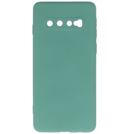 Fashion Color TPU-cover til Samsung Galaxy S10 mørkegrøn