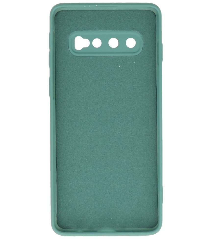 Fashion Color TPU-cover til Samsung Galaxy S10 mørkegrøn