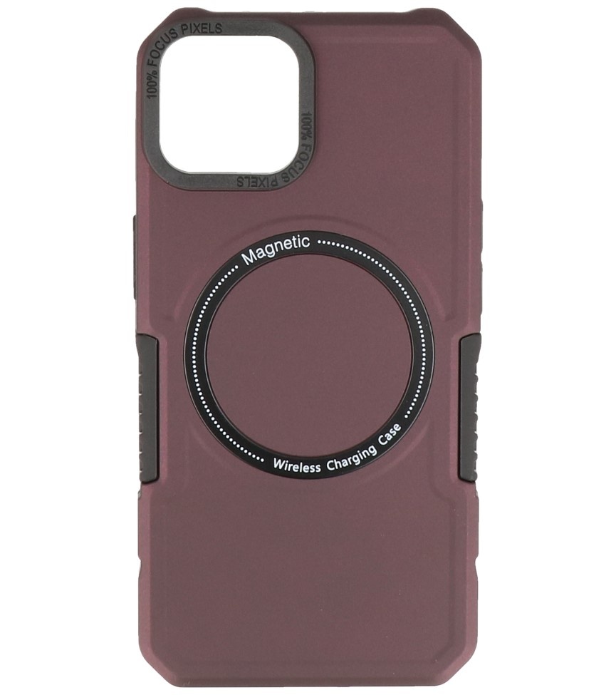 Magnetic Charging Case for iPhone 12 - 12 Pro Burgundy Red