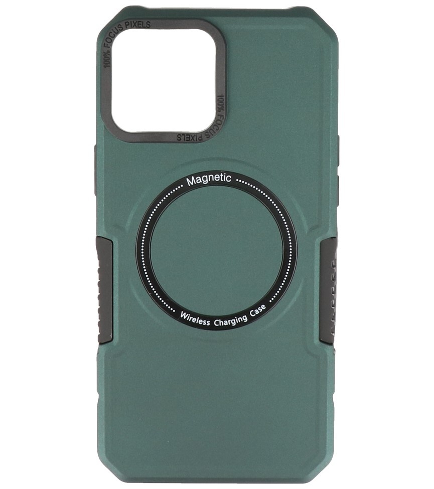 Coque de chargement magnétique pour iPhone 12 Pro Max vert foncé