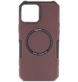 Estuche de carga magnético para iPhone 12 Pro Max Borgoña rojo