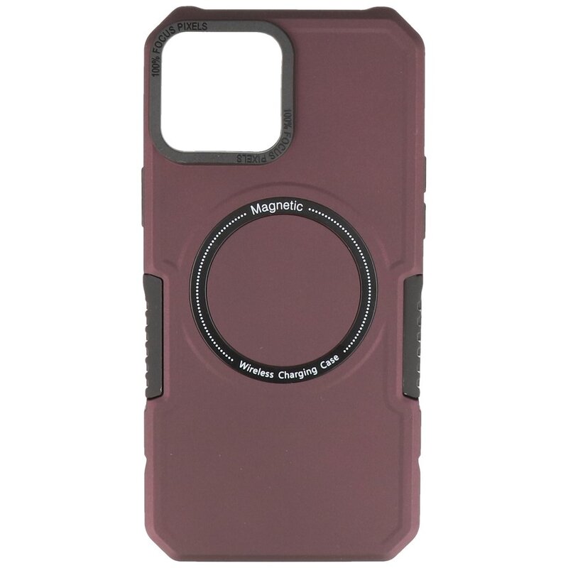 Estuche de carga magnético para iPhone 12 Pro Max Borgoña rojo