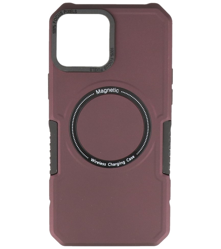 Custodia di ricarica magnetica per iPhone 12 Pro Max rosso bordeaux
