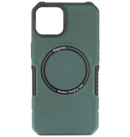 Coque de chargement magnétique pour iPhone 13 vert foncé