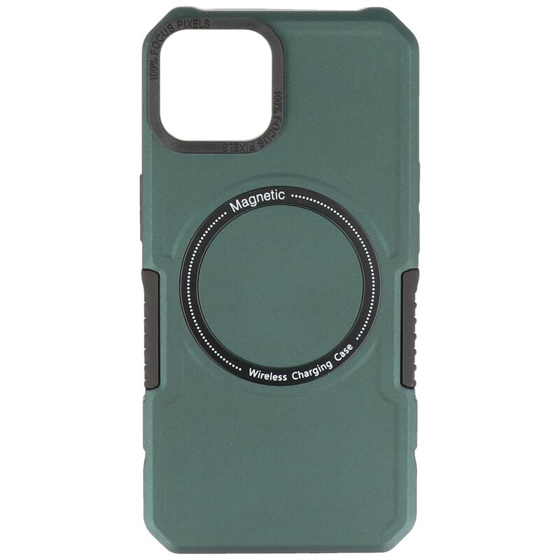 Funda de carga magnética para iPhone 13 verde oscuro