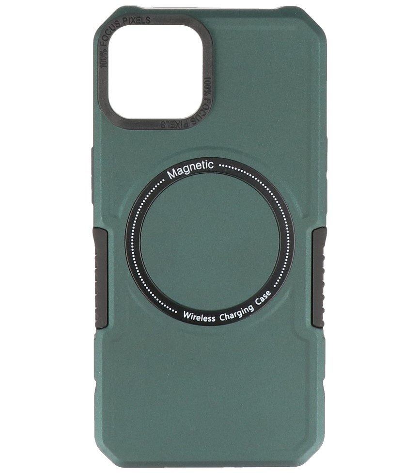 Custodia di ricarica magnetica per iPhone 13 verde scuro