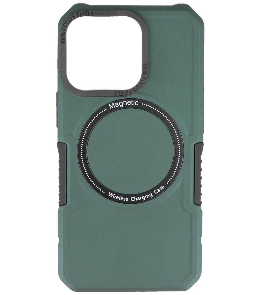 Coque de chargement magnétique pour iPhone 13 Pro vert foncé
