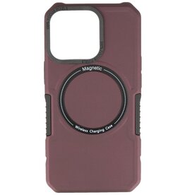 Coque de Charge Magnétique pour iPhone 13 Pro Rouge Bordeaux