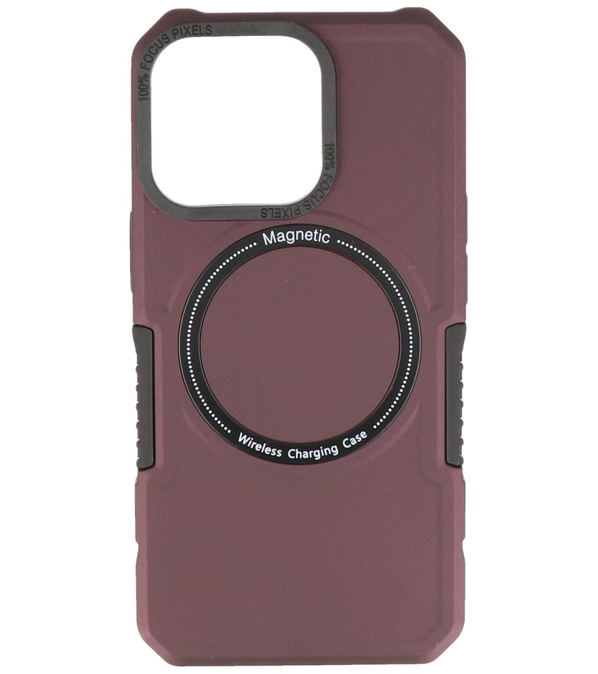 Coque de Charge Magnétique pour iPhone 13 Pro Rouge Bordeaux