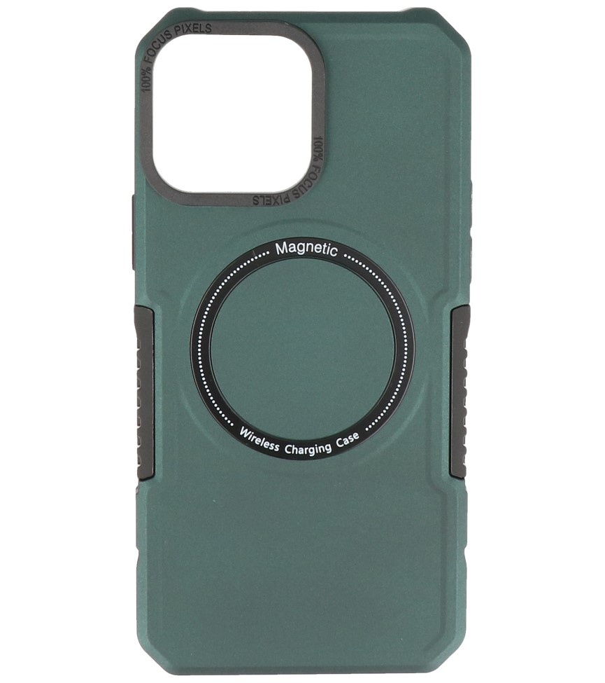 Coque de chargement magnétique pour iPhone 13 Pro Max vert foncé