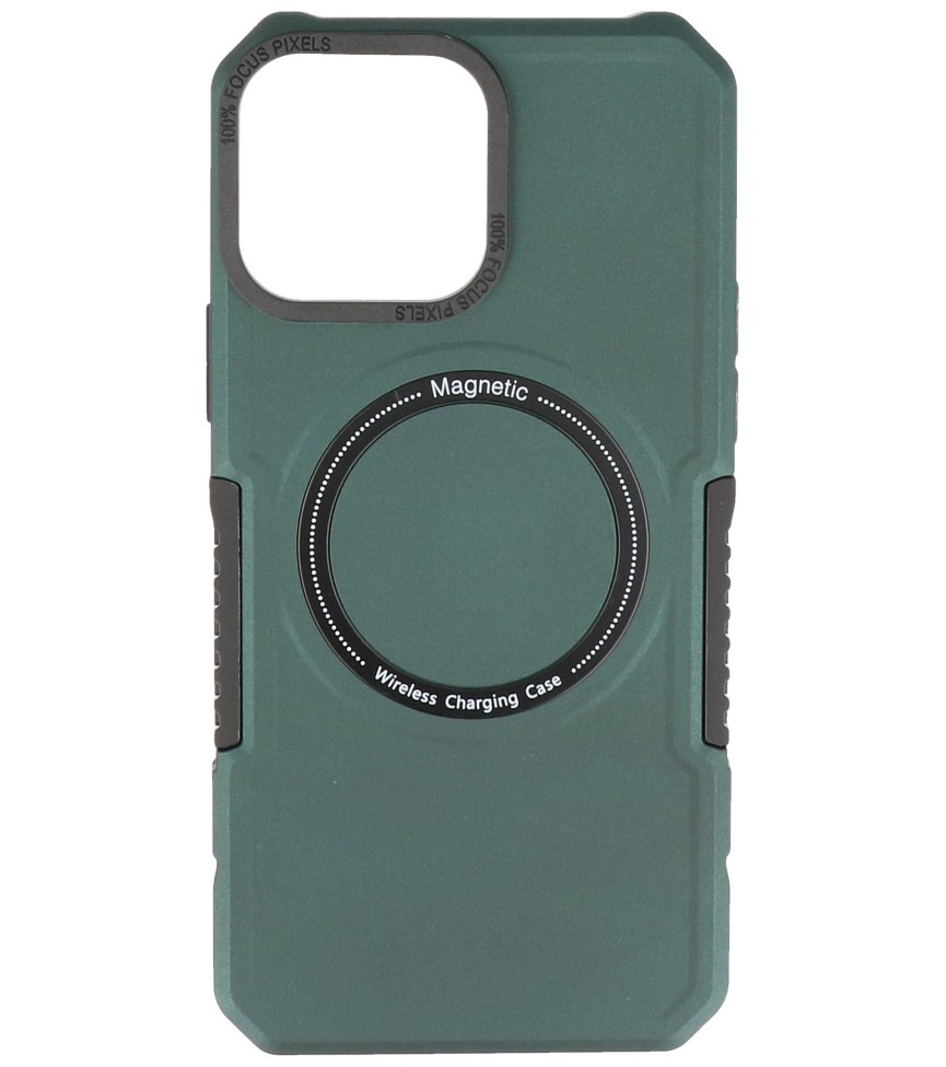 Custodia di ricarica magnetica per iPhone 13 Pro Max verde scuro