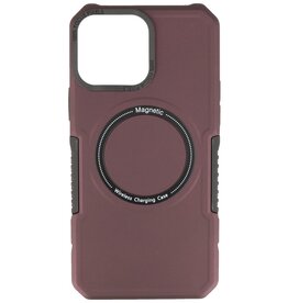 Coque de Charge Magnétique pour iPhone 13 Pro Max Rouge Bordeaux