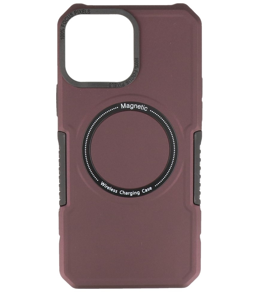 Coque de Charge Magnétique pour iPhone 13 Pro Max Rouge Bordeaux