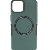 Coque de chargement magnétique pour iPhone 14 vert foncé