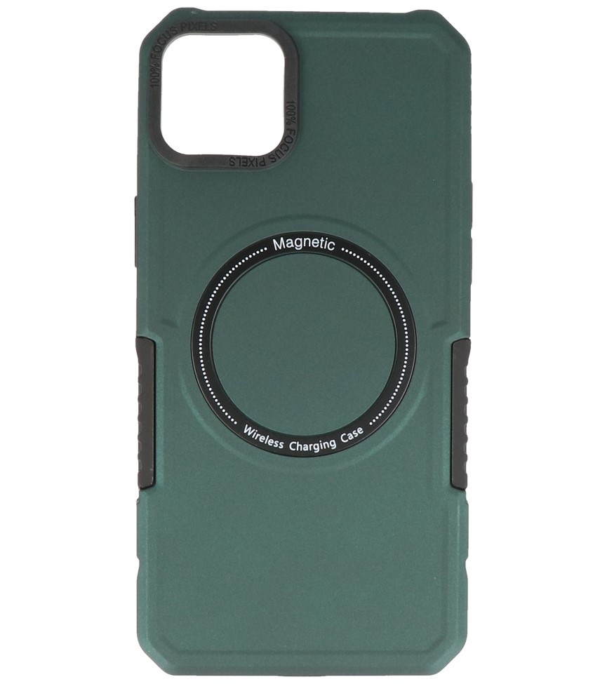 Funda de carga magnética para iPhone 14 Plus verde oscuro