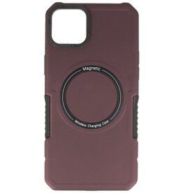 Coque de Charge Magnétique pour iPhone 14 Plus Rouge Bordeaux
