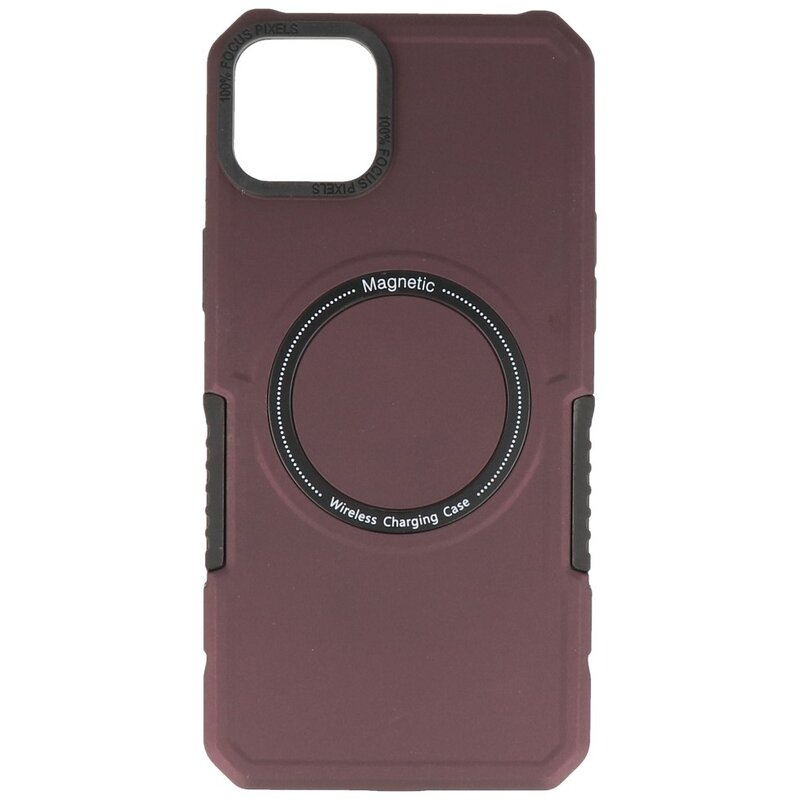Magnetic Charging Case voor iPhone 14 Plus Bordeaux Rood