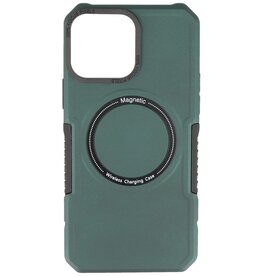 Coque de chargement magnétique pour iPhone 14 Pro Max vert foncé