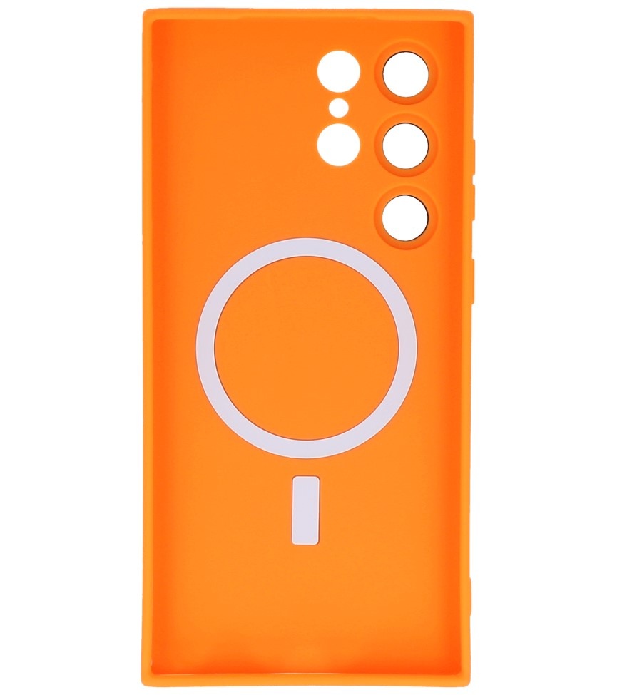 MagSafe Hoesje met Camera Beschermer voor Samsung Galaxy S23 Ultra Oranje