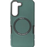 Custodia di ricarica magnetica per Samsung Galaxy S21 FE verde scuro