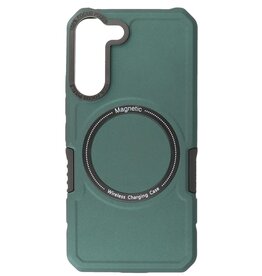 Coque de charge magnétique pour Samsung Galaxy S21 FE Vert foncé