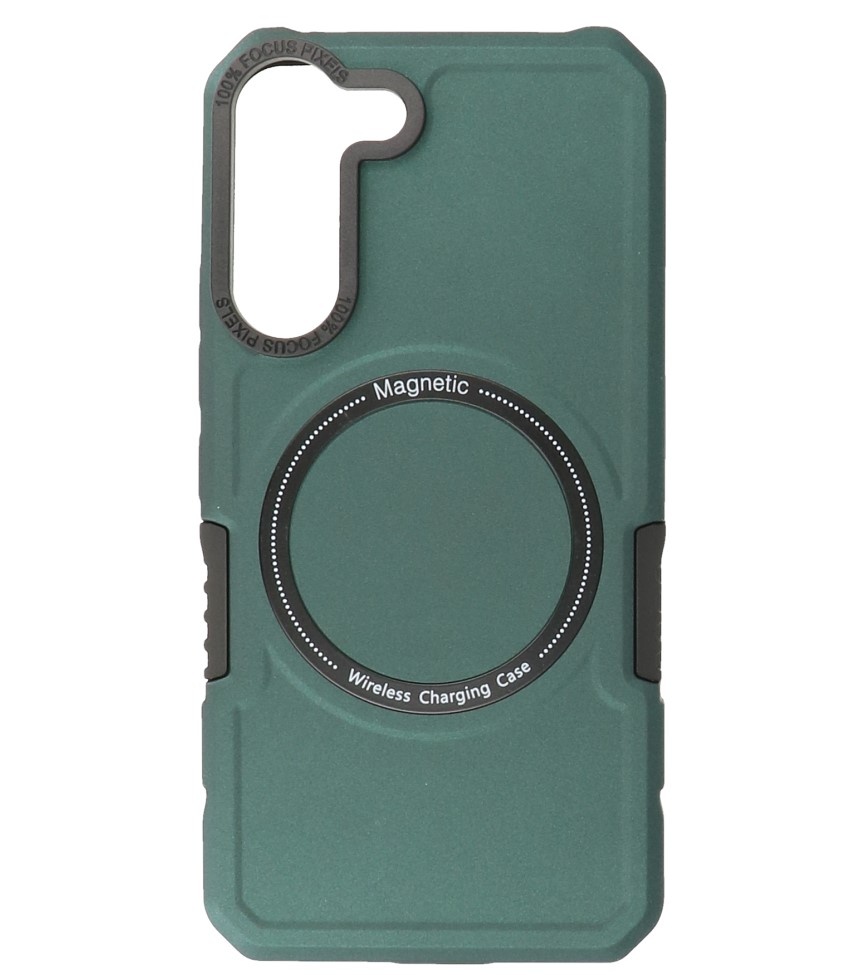 Custodia di ricarica magnetica per Samsung Galaxy S21 FE verde scuro