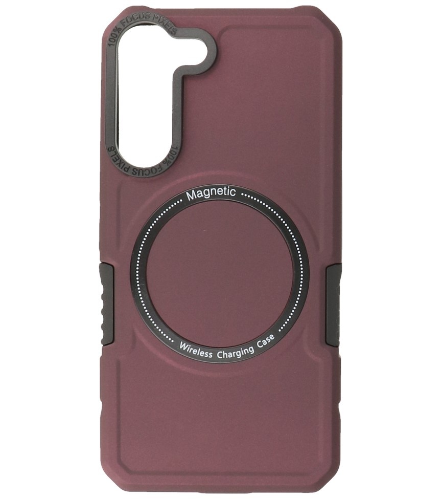 Custodia di ricarica magnetica per Samsung Galaxy S21 FE rosso bordeaux