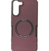 Custodia di ricarica magnetica per Samsung Galaxy S21 Plus rosso bordeaux