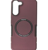 Estuche de carga magnético para Samsung Galaxy S21 Plus Rojo burdeos