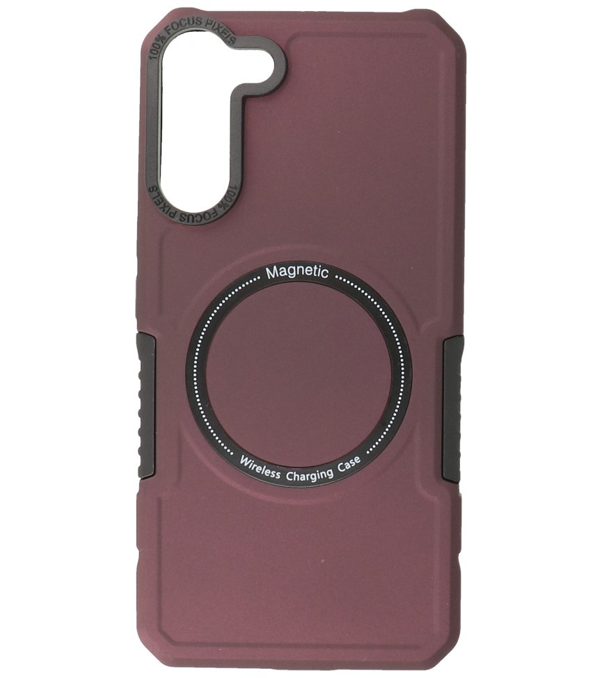 Coque de Charge Magnétique pour Samsung Galaxy S21 Plus Rouge Bordeaux